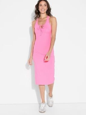 Women's Vibrant Pink ButterBliss Keyhole Midi Bodycon Dress by Wild Fable- Small